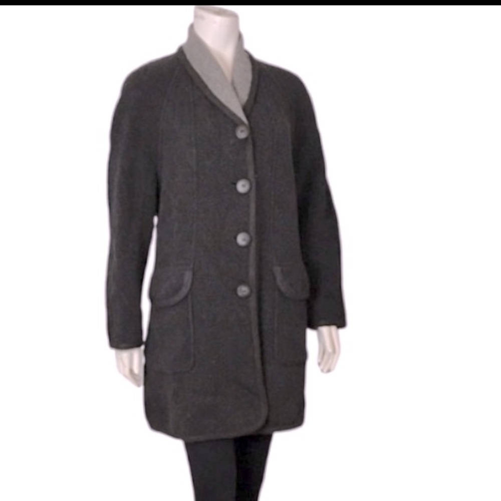 Essential Virgen Wool Cashmere Black Long Coat  Size 38